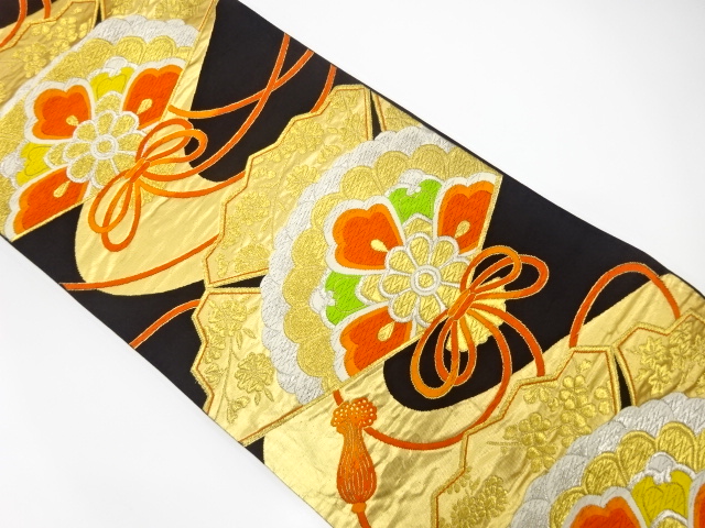 JAPANESE KIMONO / ANTIQUE FUKURO OBI / SILK / WOVEN FLOWER CREST